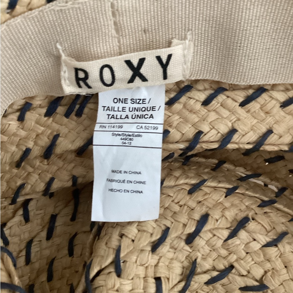 Roxy Straw Hat Floppy Hat Euc One Size Woven Pape… - image 6